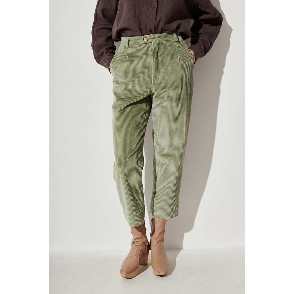 Rachel Comey Wiman Pant Sage Green Corduroy High Rise Straight Cropped Women's 4